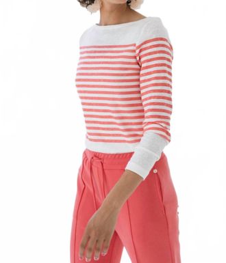 Yest Renate Striped Sweater In Off White/coral