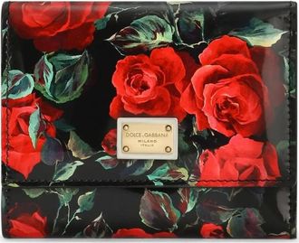 Dolce & Gabbana Dauphine portemonnee met roosprint - Zwart