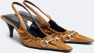 Gucci Vittoria Horsebit suede slingback pumps