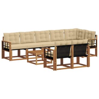 vidaXL Conjunto De Sof&aacute;s De Exterior Con Coj&iacute;n 9 Pcs Natural Y Beige Vidaxl