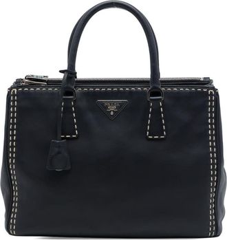 Prada Pre-owned Prada Medium City Calf Hand Stitched Galleria Double Zip Satchel Ladies HBL97WADC2TTDIP1