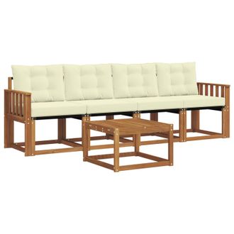 vidaXL Conjunto De Sof&aacute;s De Exterior Con Coj&iacute;n 5 Pcs Natural Y Crema Vidaxl