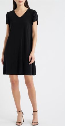 Anne Klein Tulip Sleeve Swing Dress in Anne Black at Nordstrom, Size X-Small P