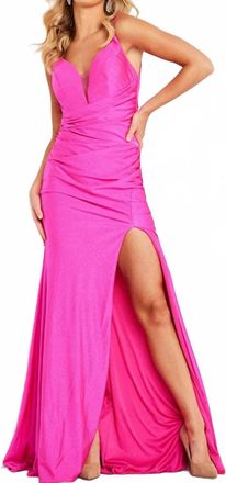 Jovani Sleeveless V-Shaped Back Prom Dress In Fuchsia