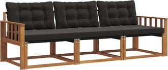 vidaXL Conjunto De Sof&aacute;s De Exterior 3 Uds. Natural Y Negro Vidaxl