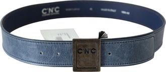 Costume National Womens Men Leather Belt Square Buckle - Dark Grey - Size 85 cm