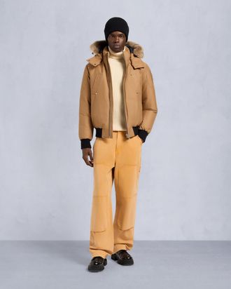 Moose Knuckles Mens Original Ballistic Shearling Trim Bomber Jacket