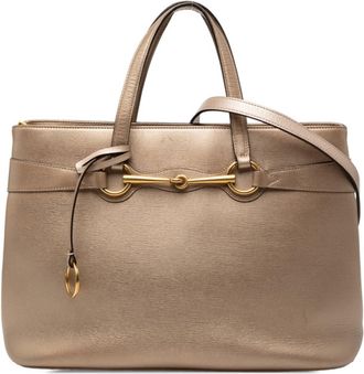 Gucci Pink Pink Beige Leather Shoulder Bag Tote Bag (Pre-Owned)