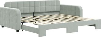vidaXL Sof&aacute; Cama Nido Terciopelo Gris Claro 90x190 Cm Vidaxl