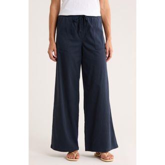 Splendid Twill Wide Leg Pants in Navy at Nordstrom Rack, Size Medium