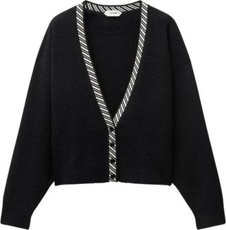 Versace Terry-Knit Katoenen V-hals Vest - Dames - Vesten - Zwart - S - Katoen - Truien & Vesten