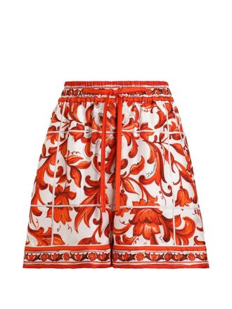 Dolce & Gabbana Shorts in seta con stampa maiolica di Dolce & Gabbana