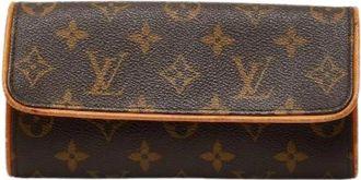 Louis Vuitton Pre-owned Pochette Twin PM Monogram Schoudertas - Dames - Vintage Accessoires - Bruin - ONE Size - Leer - Vintage