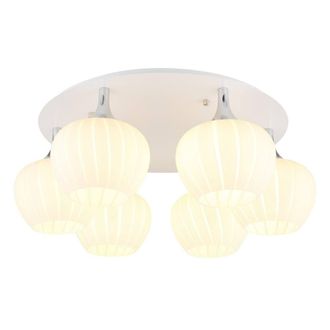 Netlighting Maxy Globe Ceiling Light White Matt Opal Glass Shade 6x E27