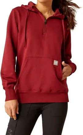 Ariat Rebar Skill Set 1/2 Zip Hoodie In Cabernet