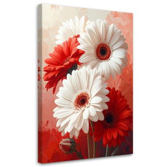 Feeby Cuadro En Lienzo Gerberas Blancas Y Rojas En Una Composici&oacute;n Decorativa 80x120