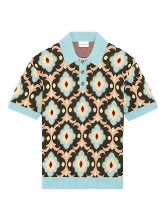 Drôle de Monsieur patterned buttoned polo shirt - men - Merino - S - Green