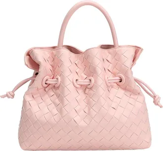 Tiffany & Fred Hand-Woven Leather Drawstring Satchel