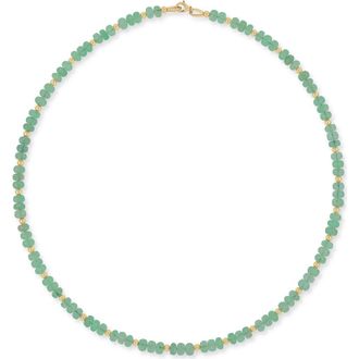 Bony Levy 14K Gold Iris Emerald Bead Statement Necklace in Green at Nordstrom, Size 18