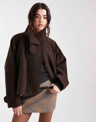 Asos Cappotto corto elegante marrone stile mantella