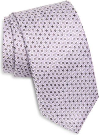 David Donahue Neat Floral Medallion Silk Jacquard Tie in Lilac at Nordstrom