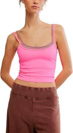 Free People FP Movement All Clear Coastline Camisole in Hot Pink Combo at Nordstrom, Size X-Small/small