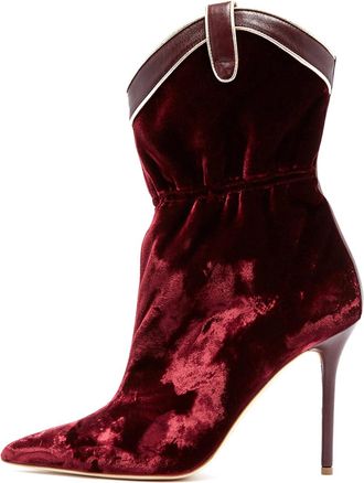 Generic Womens Burgundy Velvet Pointed-Toe Ankle Boots, Sexy Stiletto Heel Elastic Short Booties, Comfort Pull on Dress Shoes for Bridal Evening Prom,2.5 UK