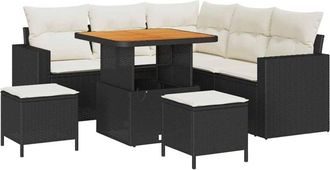 vidaXL Garden Sofa Set Height-Adjustable 8 pcs Black Poly Rattan vidaXL