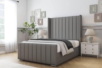 Comfort Beds Serena Dumfries Bed Frame - 50 Upholstered Wingback Headboard in Light Grey | Size: Super King