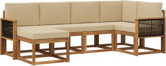 vidaXL Conjunto De Sof&aacute;s De Exterior 6 Uds. Natural Y Beige Vidaxl