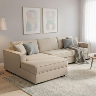 Dmora Sofa Cama Adima, Sof&aacute; De Esquina, 100% Made In Italy, Sof&aacute; Con Apertura Giratoria, Pen&iacute;nsula Contenedor Izquierda, Con Reposabrazos Delgados, Cm 260x9