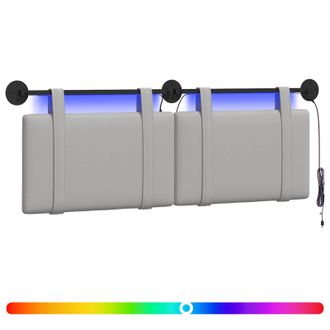 vidaXL Cabecero Colgante Con Luz Led Gris Nube Tela Vidaxl