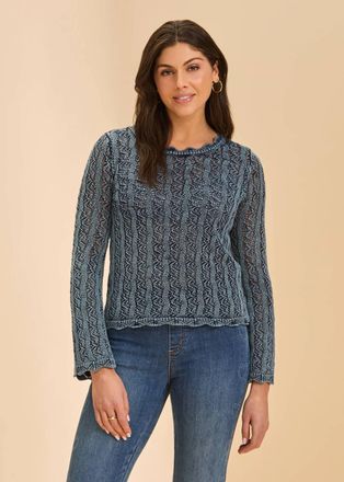 FDJ Open Weave Long Sleeve Sweater In Indigo