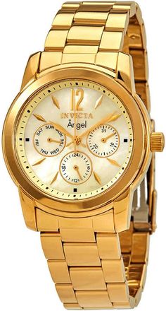 Invicta Angel Multi-Function Mother of Pearl Dial 18kt Gold-plated Ladies Watch 0466
