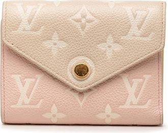 Louis Vuitton Monogram Empreinte Beige Rose Yellow Leather Wallet (Bi-Fold) (Pre-Owned)