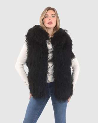 Gorski REVERSIBLE SELECT MONGOLIAN SHEARLING LAMB VEST WITH LORO PIANA WOOL AND CASHMERE BLEND BACK