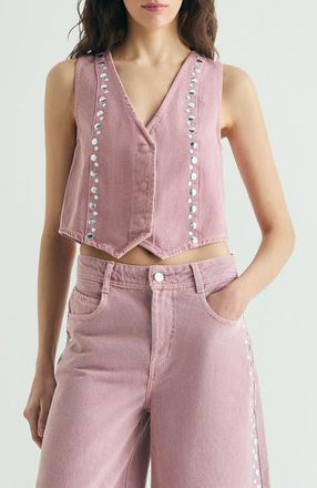 Scalpers Denim Studs Vest in Lightpink at Nordstrom, Size Small