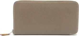 Herm&egrave;s Brown Etoupe Gray Epsom Leather Long Wallet (Bi-Fold) (Pre-Owned)