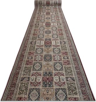 RugsX Alfombra De Pasillo Con Refuerzo De Goma Lotus Cassettes 39980 Oriental Beige / Rojo Lavable 80cm Beige 80x360 Cm