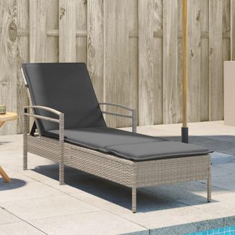 vidaXL Vidaxl - Tumbona Con Coj&iacute;n Rat&aacute;n Sint&eacute;tico Gris Claro 63x200x81 Cm
