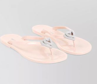 Mach & Mach heart detail rubber thong flat flip flops