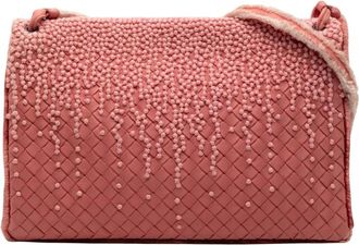 Bottega Veneta Pre-owned Cross Body Bags, female, Pink, Size: ONE SIZE Pre-owned Woven Shoulder Bag