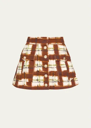 Cara Cara Fatima Plaid Cotton Canvas Mini Skirt