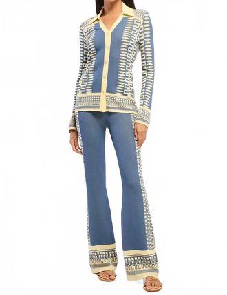 Misa Womens Leonie Pant In Aegean Geometry Blue