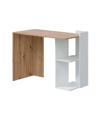F.R.S. Frs - Escritorio Reversible Gilda En Blanco Artik Y Roble Nordi 78 Cm (alto) X 100 Cm (ancho) X 52 Cm (prof.)