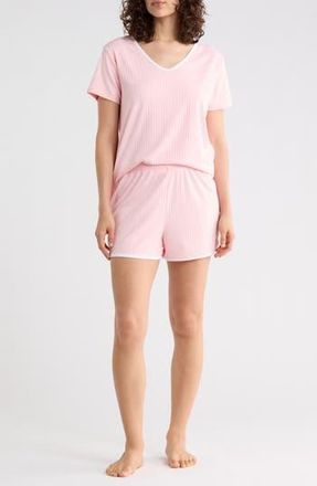 Tommy Hilfiger V-Neck T-Shirt & Short Pajamas in Crystal Rose at Nordstrom Rack, Size X-Large