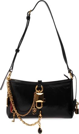 Dolce & Gabbana Lock Schoudertas - Dames - Schoudertassen - Zwart - ONE Size - Katoen - Tassen