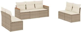 vidaXL Vidaxl - Set Sof&aacute;s De Jard&iacute;n 7 Piezas Y Cojines Rat&aacute;n Sint&eacute;tico Beige