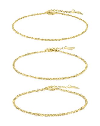 Sterling Forever 14K Plated Terina Anklet Set Of 3 Anklet