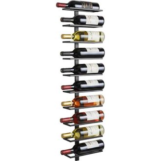 Relaxdays Relaxdays Wall Wine Rack, 10 Bottles, Metal, H x W x D: 116.5 x 27 x 10 cm, Wine Bottle Rack, Black